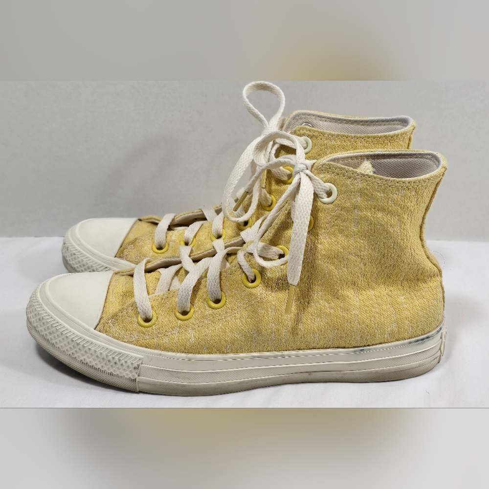 Converse Chuck Taylor All Star Hi Hybrid sneakers Textured Jacquard Sz 7 Yellow